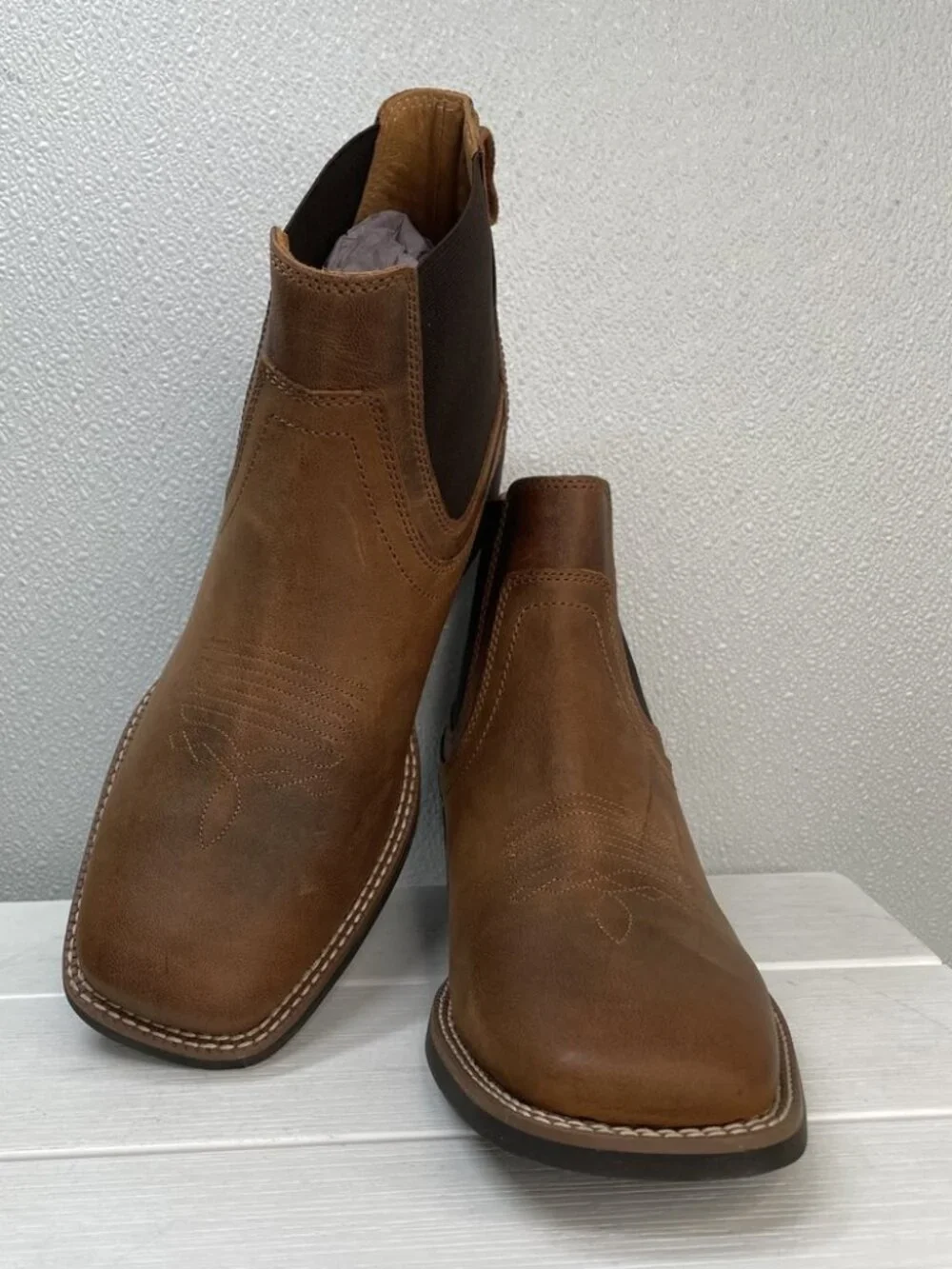 Cody James Ace Mens Size 10D Brown Leather Broad Square Toe Chelsea Style Boots